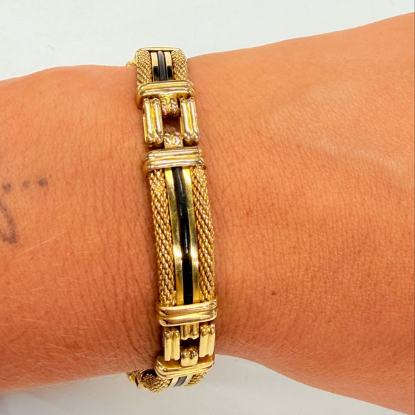 Bracelet Gourmette Fantaisie en Or Jaune 18k