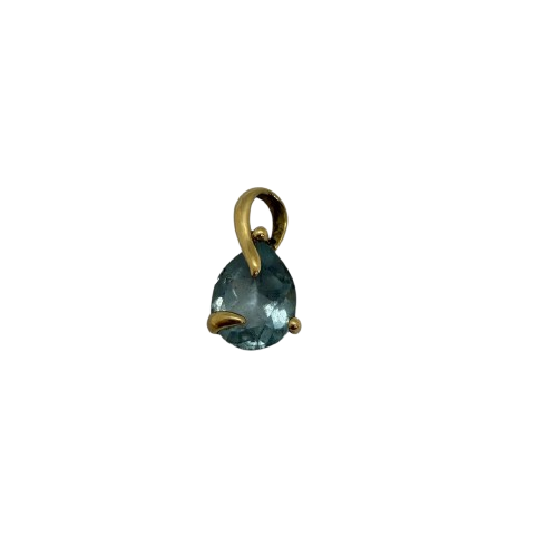 Pendentif Solitaire en Or Jaune 18 Carats avec Topaze Bleue - 1.60 Grs