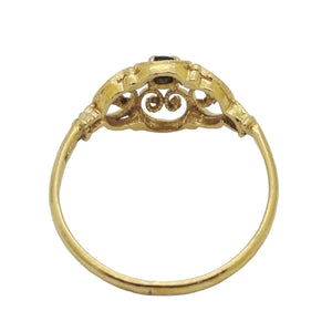 Bague Filigrane en Or Jaune avec Aigue-Marine 18K