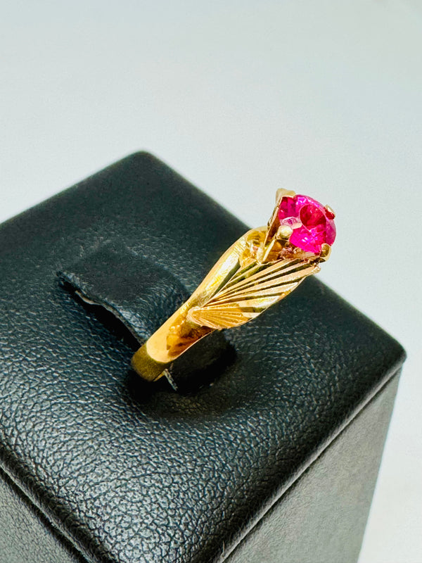 Bague Solitaire en Or Jaune 18K avec Oxyde de Zirconium