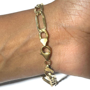 Bracelet Gourmette Or Jaune 18k, Maille Figaro