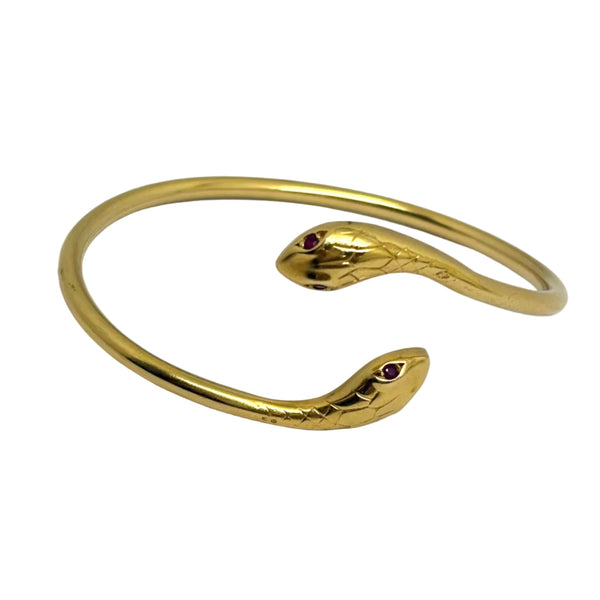 Bracelet Jonc en or jaune avec 4 Rubis 18 K - 10.71 Grs