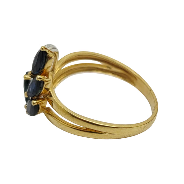 Bague Empierrée en Or Jaune 18K et Saphir