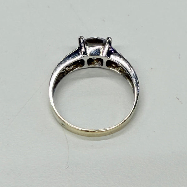 Bague Solitaire Or Blanc et Zirconium 18k
