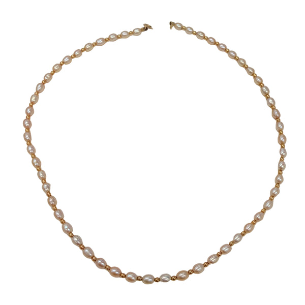 Collier ras du cou en perles d'eau et Or Jaune 18K