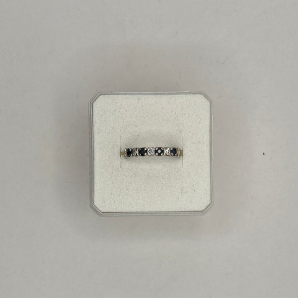 Alliance en Or Blanc 18K avec Diamants et Saphirs