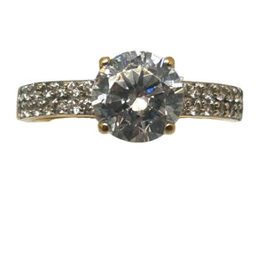 Solitaire pierres oxyde de zirconium en Or 18K