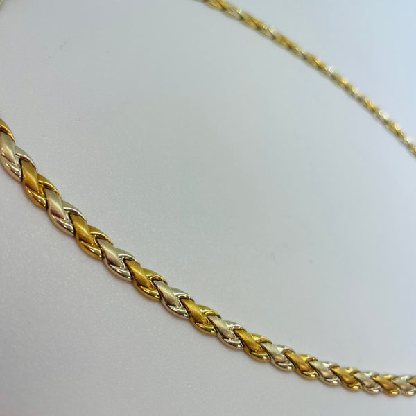 Collier Ras du Cou en Or Jaune et Or Gris 18K 21.12 Grs