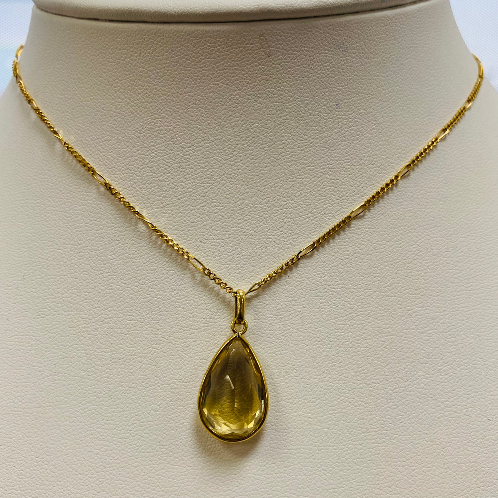 Pendentif Goutte Citrine Or 18K sans Poinçon