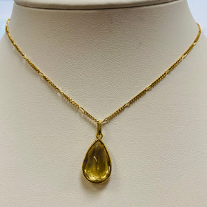 Pendentif Goutte Citrine Or 18K sans Poinçon