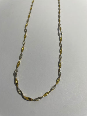 Collier Ras du Cou en Or Jaune et Blanc 18K 4.33 Grs