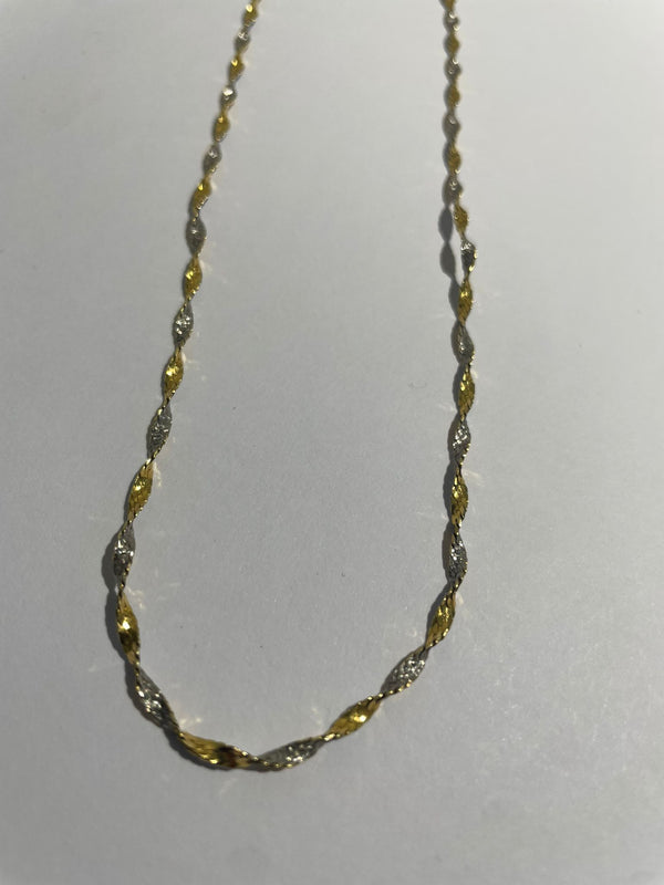 Collier Ras du Cou en Or Jaune et Blanc 18K 4.33 Grs