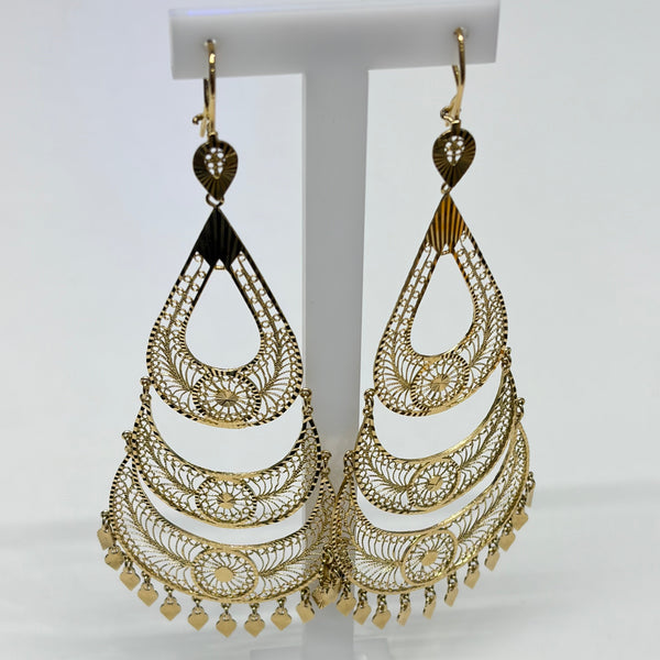 Boucles d'oreilles pendantes en or jaune 18K - 22.20gr