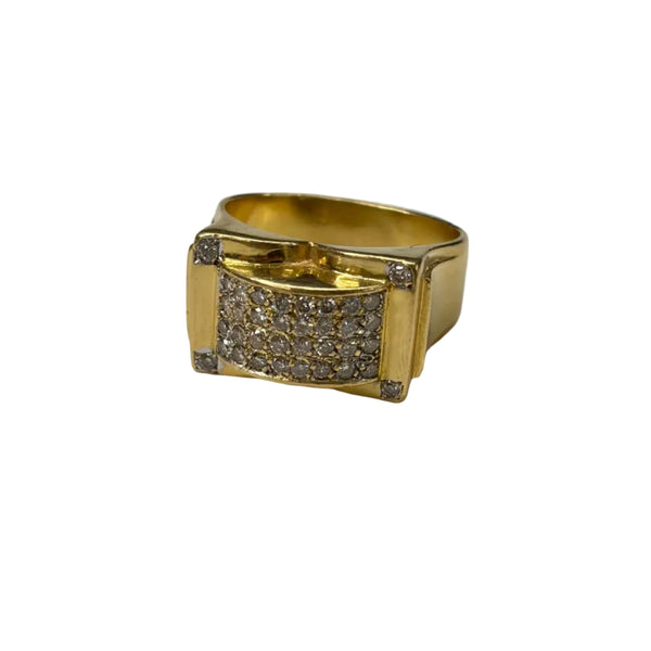 Bague Tank en Or Jaune 18K Ornée de 36 diamants