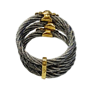 Jolie Bague 3 Anneaux en Or Jaune 18k