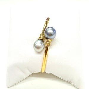 Bracelet jonc en or jaune 18K et perles de Tahiti - 9.20 Grs