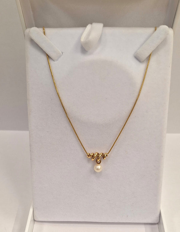Collier Princesse Or Jaune 18K avec perle de culture