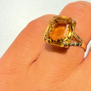 Bague Or 18k Citrine Carré - Taille 50