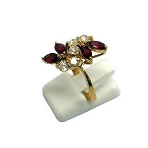 Bague Or Jaune 750 avec Rubis et Diamants