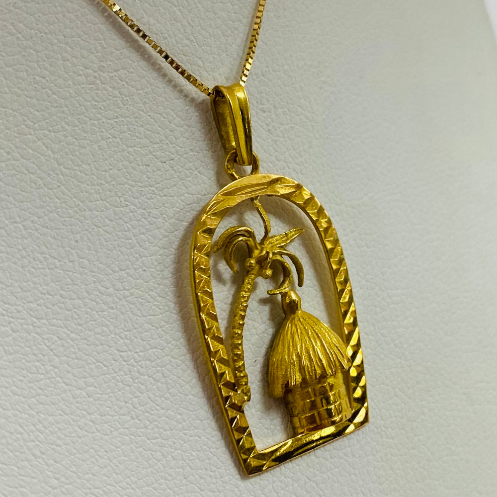 Pendentif en or jaune 18K - Motif palmier