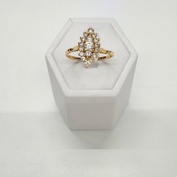 Bague Marquise Or Jaune 18k avec Zirconiums - Taille 59