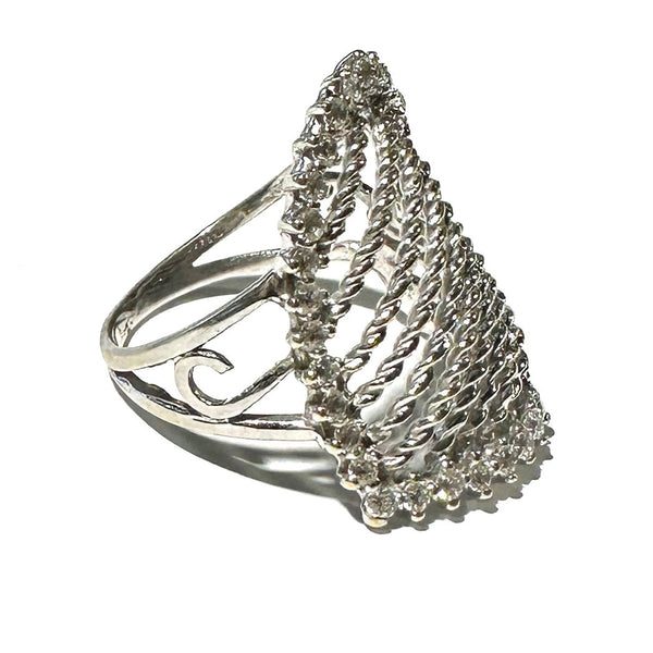 Bague en Or Blanc avec Cœur et Oxyde de Zirconium 18K