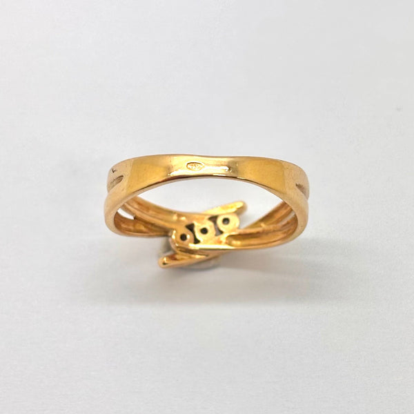 Bague en Or Jaune 18K Diamants - Taille 52- 2.89g