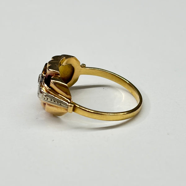 Bague Tank en Or Jaune et Blanc avec Zirconium