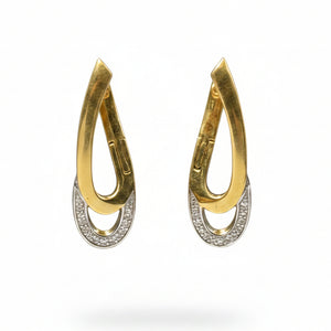 Boucles d'oreilles en Or Jaune et Or Blanc avec Diamants 18k