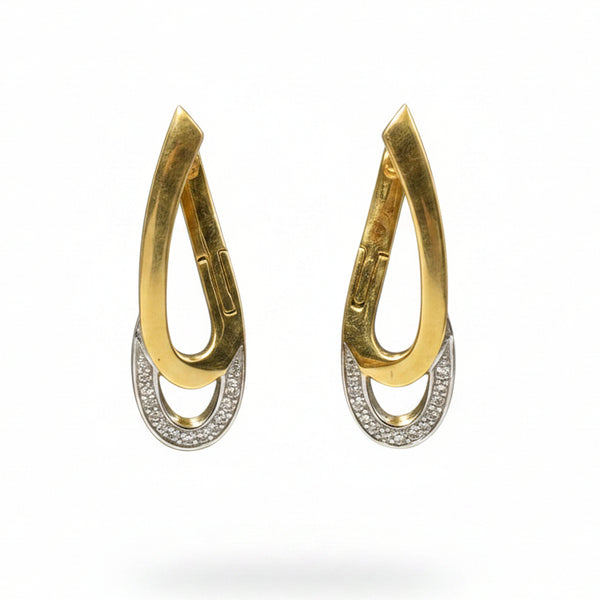Boucles d'oreilles en Or Jaune et Or Blanc avec Diamants 18k