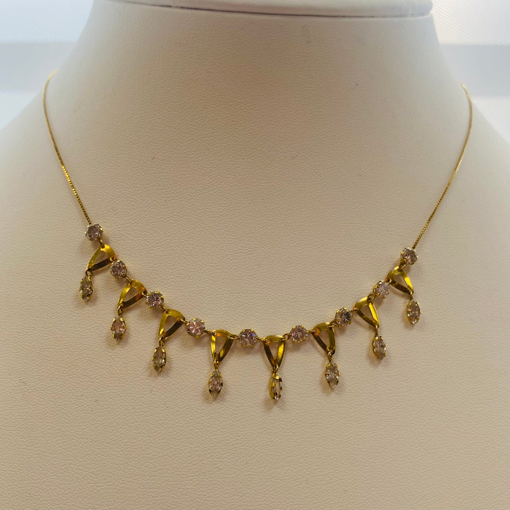 Collier Princesse en Or Jaune avec Zirconiums - 5 Grs