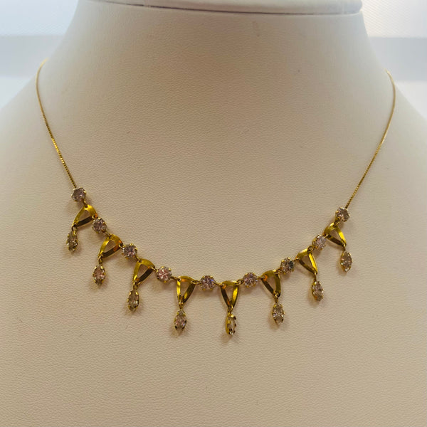 Collier Princesse en Or Jaune avec Zirconiums - 5 Grs