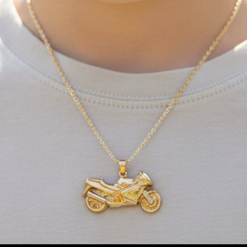 Pendentif Moto en Or Jaune 18k