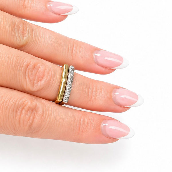 Bague Or jaune et blanc 18K - Diamants - Taille 54 - 3.17G