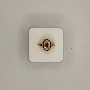 Bague en Or Jaune 18K avec Rubis et Diamant