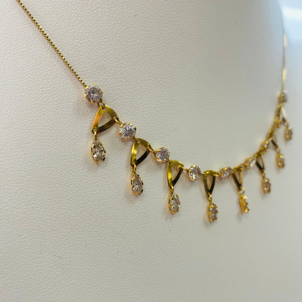 Collier Princesse en Or Jaune avec Zirconiums - 5 Grs