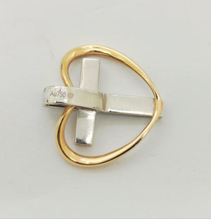 Pendentif Croix Or Blanc & Jaune 18k Diamants