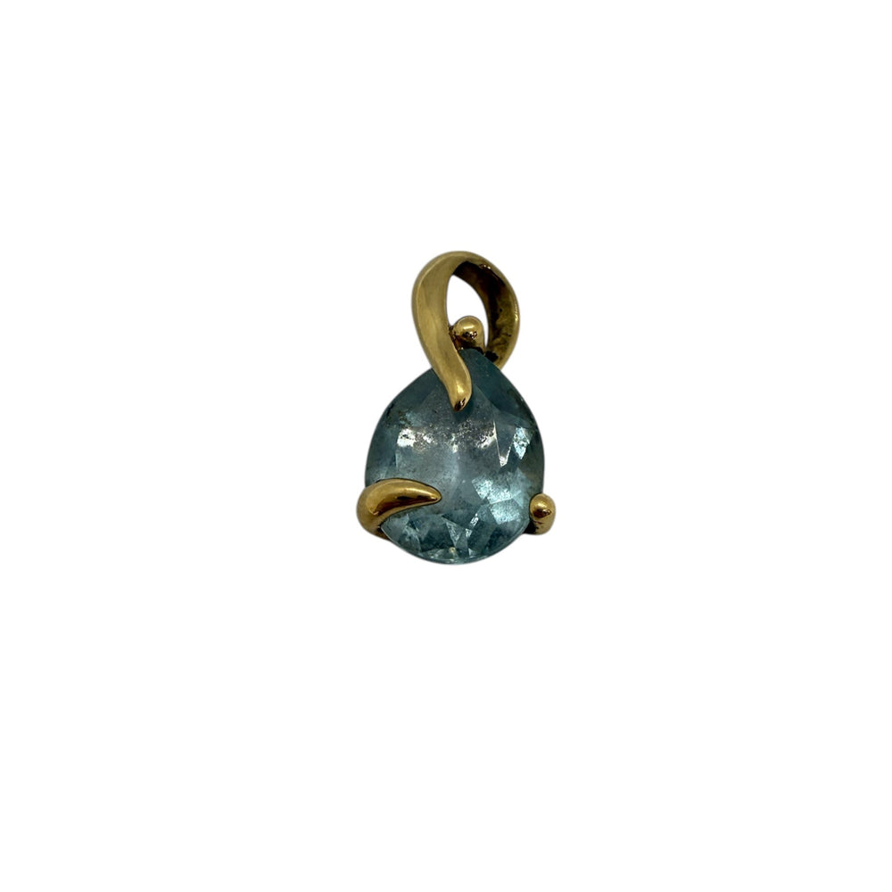 Pendentif Solitaire en Or Jaune 18 Carats avec Topaze Bleue - 1.60 Grs