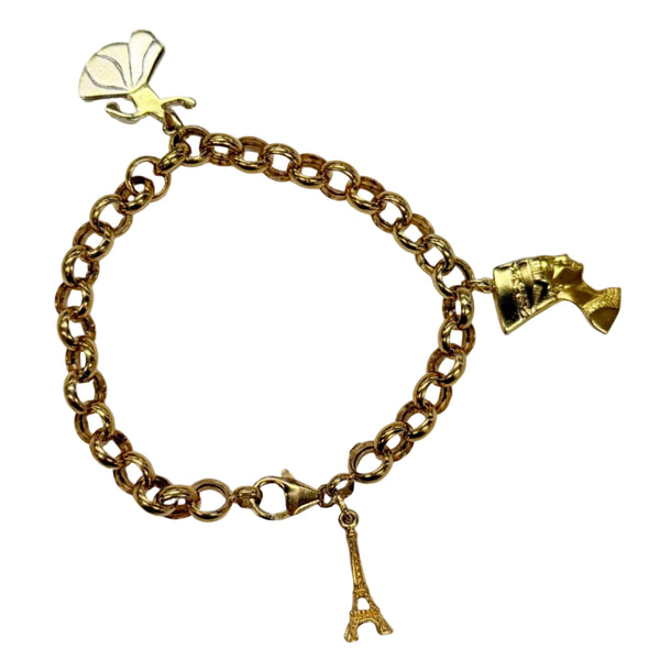 Bracelet Maillon avec Maille Jaseron en Or Jaune & Or Blanc 18k