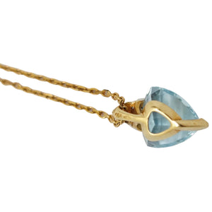 Collier Princesse En Or Jaune 18K avec Aigue Marine et Diamants