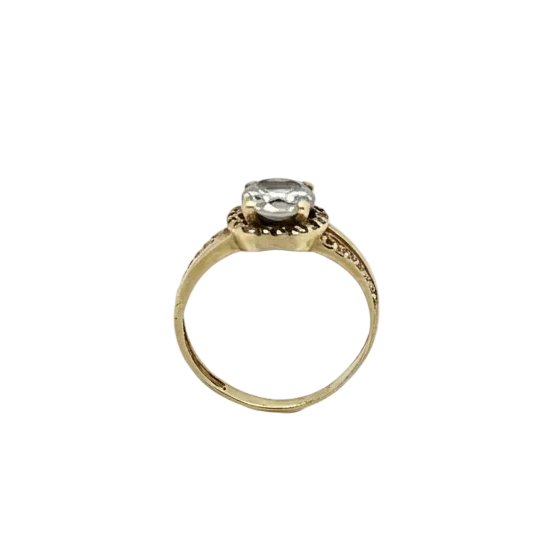 Bague Solitaire Or Jaune 18K avec Oxyde de Zirconium