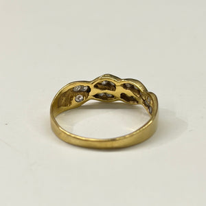 Bague en or jaune avec zirconiums 18 K