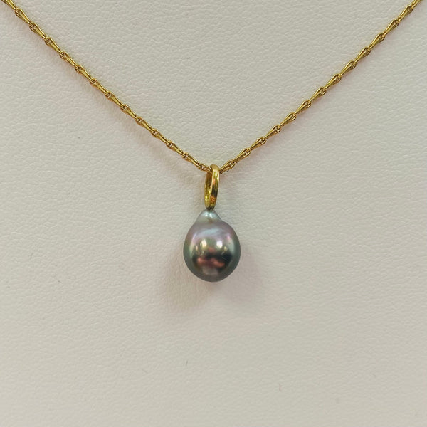 Collier Princesse en Or Jaune 18 carats avec Perle Tahiti - 3.68 Grs