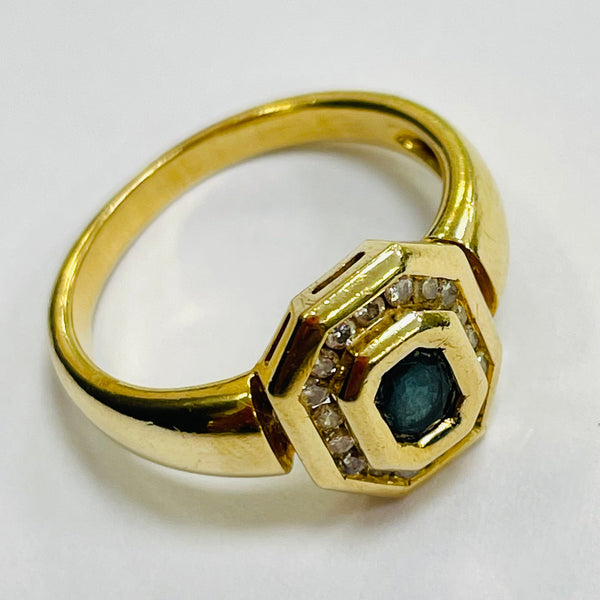Chevalière en Or 18K Jaune avec Onyx et Diamants - Taille 55 - 5.04G