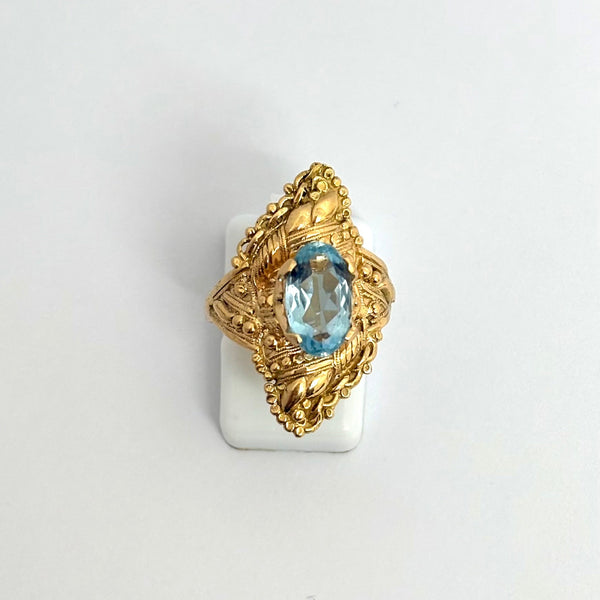 Bague Marquise Or Jaune 18K avec Topaze