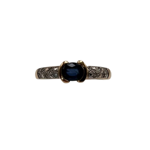 Bague Or Jaune 18 Carats avec Saphir et Diamants
