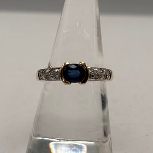 Bague Or Jaune 18 Carats avec Saphir et Diamants