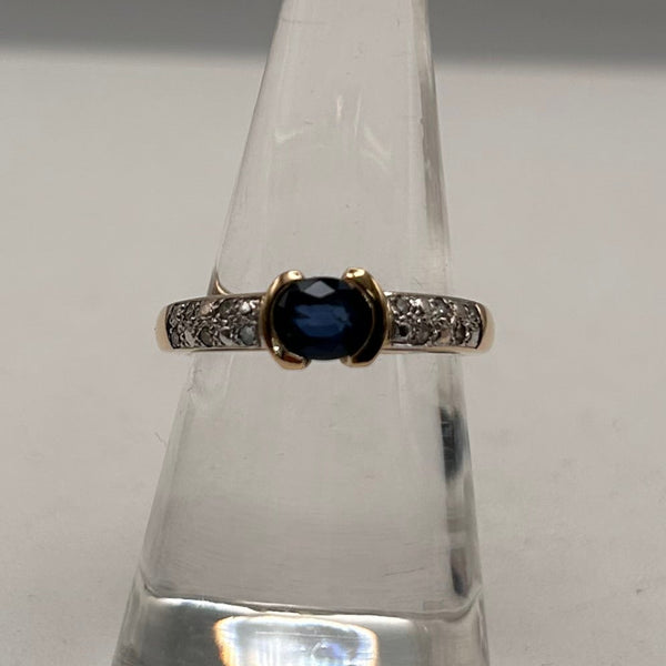 Bague Or Jaune 18 Carats avec Saphir et Diamants