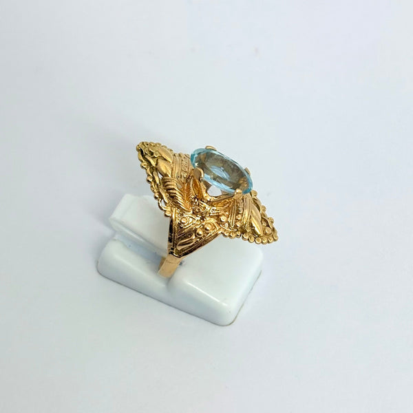 Bague Marquise Or Jaune 18K avec Topaze