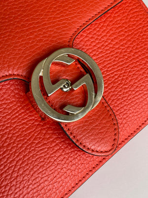 Sac à bandoulière Gucci Interlocking en cuir orange
